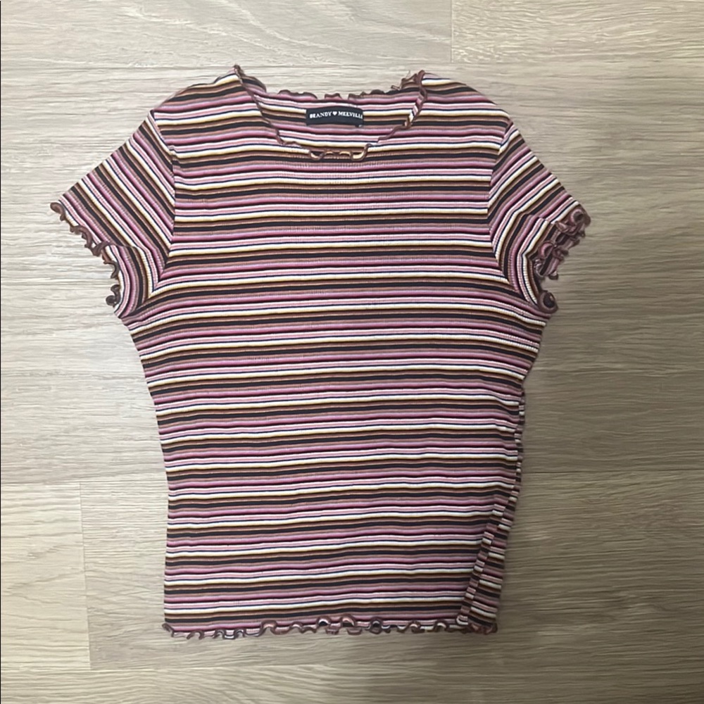 Brandy Melville Red Fitted Ribbed T-Shirt